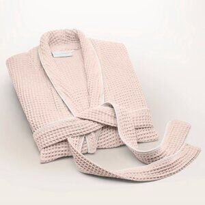 Boll & Branch Women's Waffle Robe Blush/White